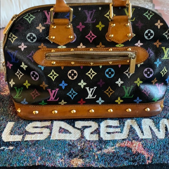 louis vuitton black rainbow bolsa